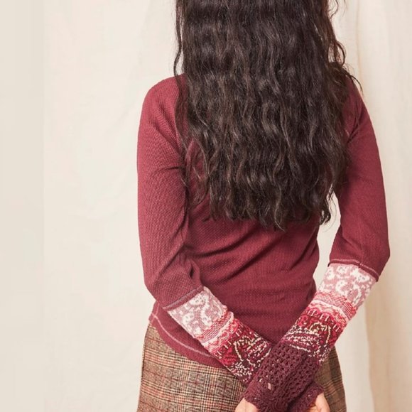 NWT Free People In The Mix Cuff Thermal Top XS NEW - Picture 9 of 10